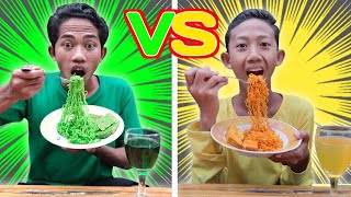 TANTANGAN MAKANAN 1 WARNA, MAKANAN HIJAU VS MAKANAN KUNING SELAMA 24 JAM! | Mikael TubeHD