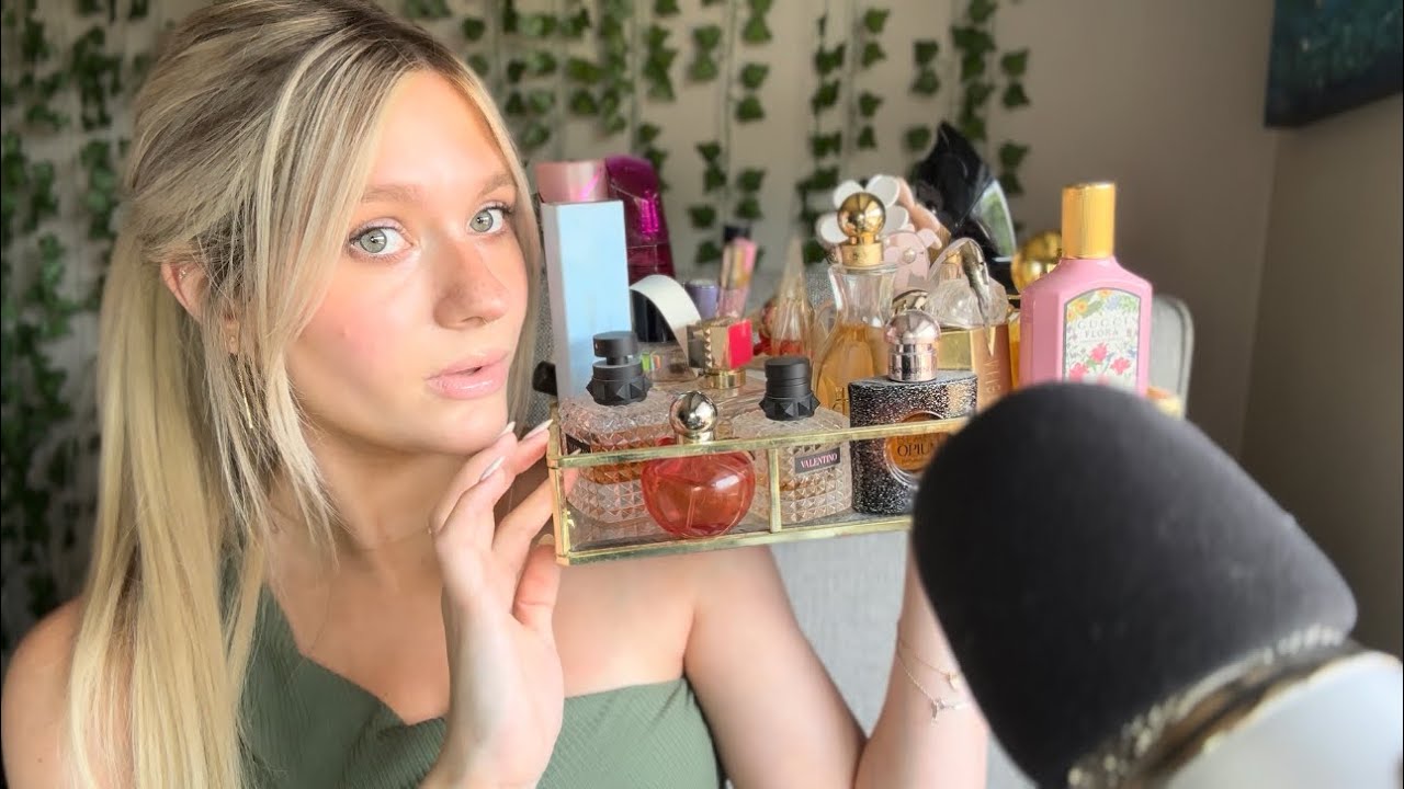 ASMR Delicately Showing You My Perfume Collection (Whisper, Tapping, Scratching, Over- Explaining)🎀
