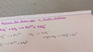 Mno4- So2 Giving Mn2 Hso4 - Balance The Redox Eqn - Acidic Medium.