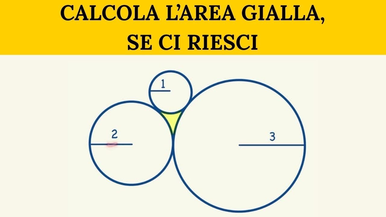 Calcola l'area gialla, se ci riesci! | Calcola l'area compresa fra tre circonferenze