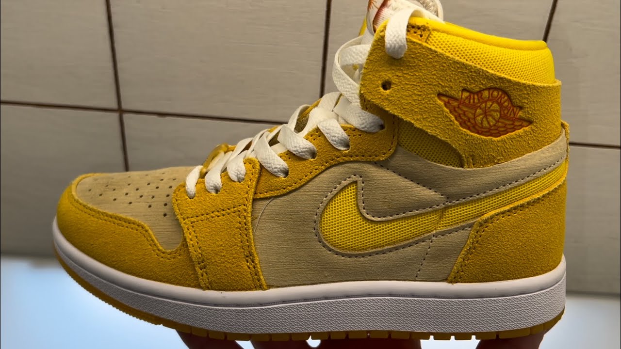 Air Jordan 1 High Zoom CMFT 2 Yellow Ochre Womens Shoes - YouTube