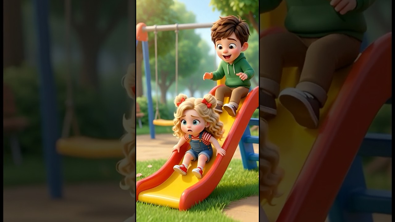 Piu is Scared of the Slide! 😱 Max Helps Her | Playground Fun