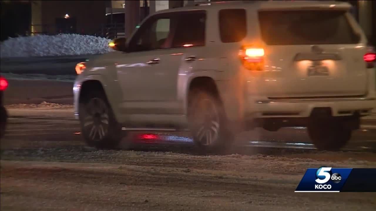Icy roads continue to be obstacle for Oklahoma drivers - YouTube