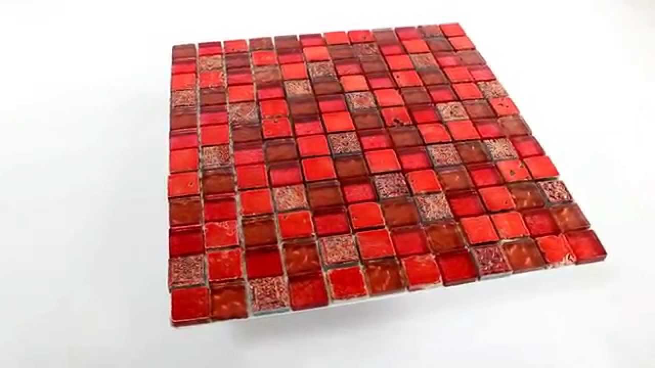 Glas marmor mosaik fliesen 23x23x8mm lava rot youtube