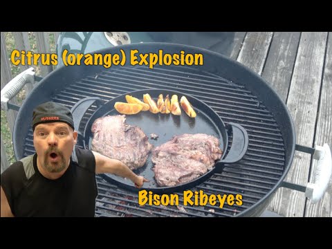 Orange Explosion Bison Ribeyes