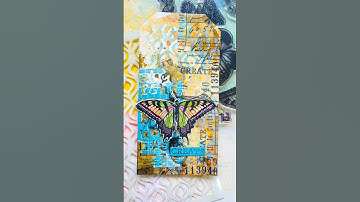 Stamped Mixed Media Tag with layered Distress Ink and Oxide Background