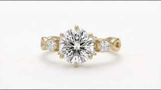 Round Lab Grown Diamond Engagement Ring, 3/4 Eternity Twist Wedding Ring, Gold Infinity Ring