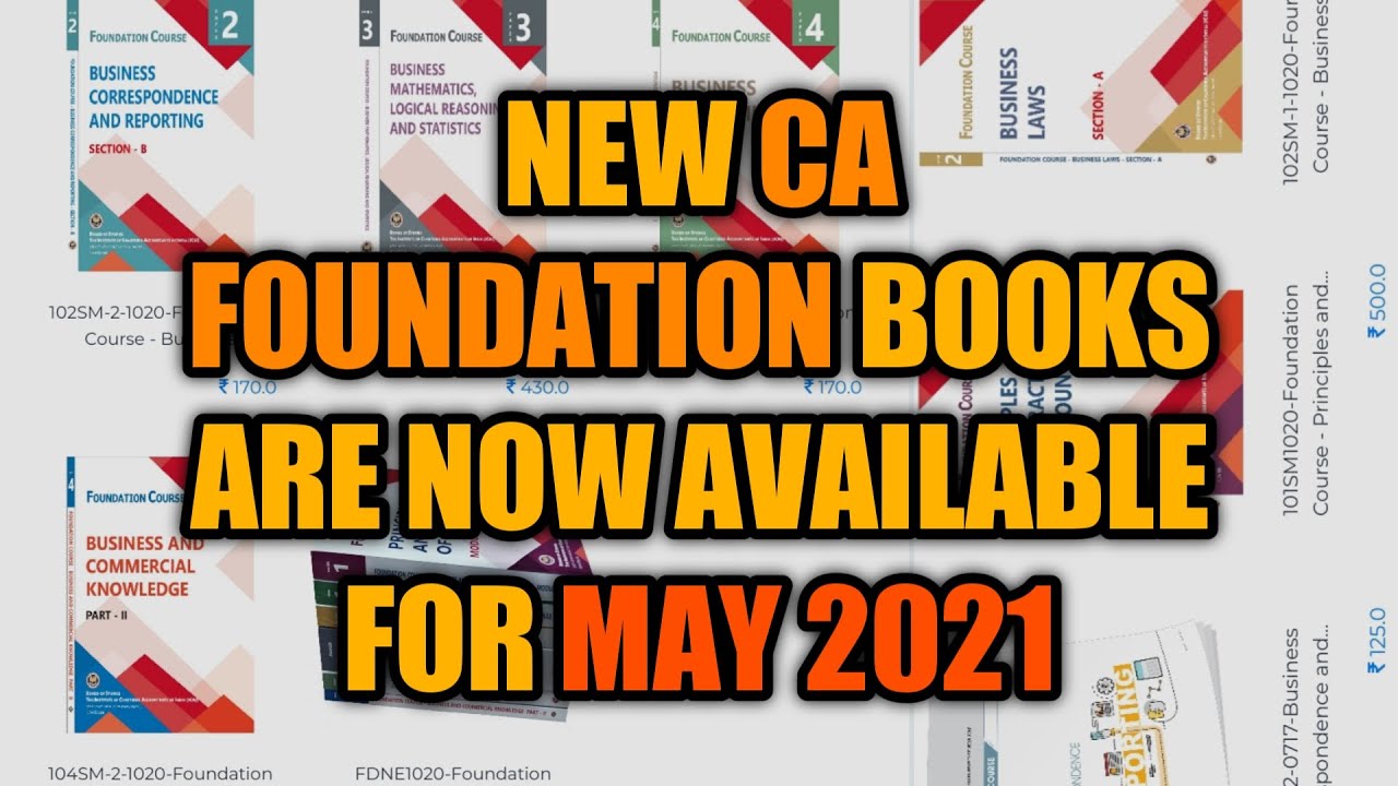 New CA FOUNDATION BOOKS Are Now Available For May 2021 - YouTube