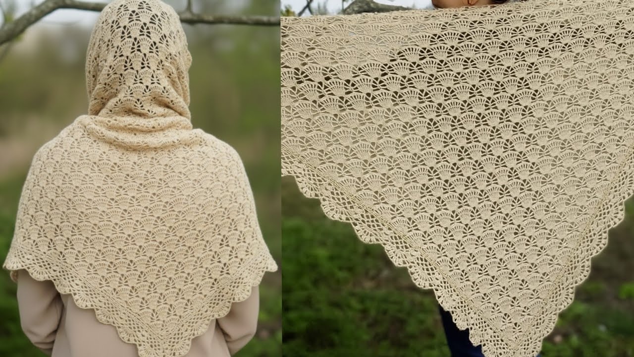Новая и уникальная треугольная шаль крючком