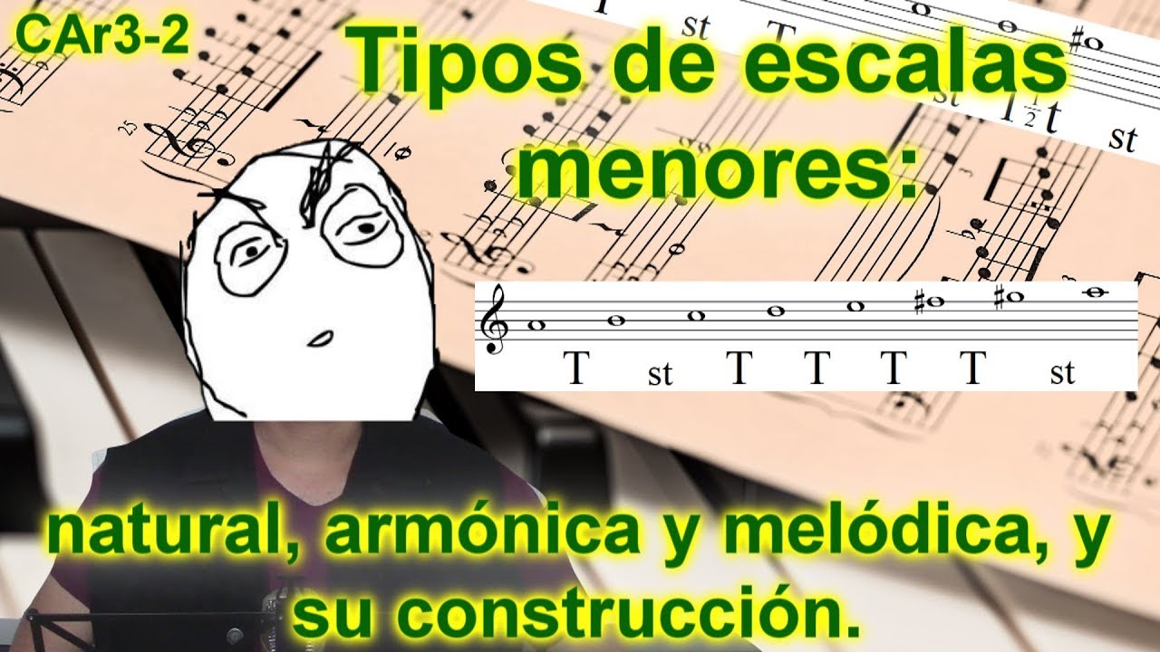 Tipos de escalas menores natural, armónica y melódica, y su