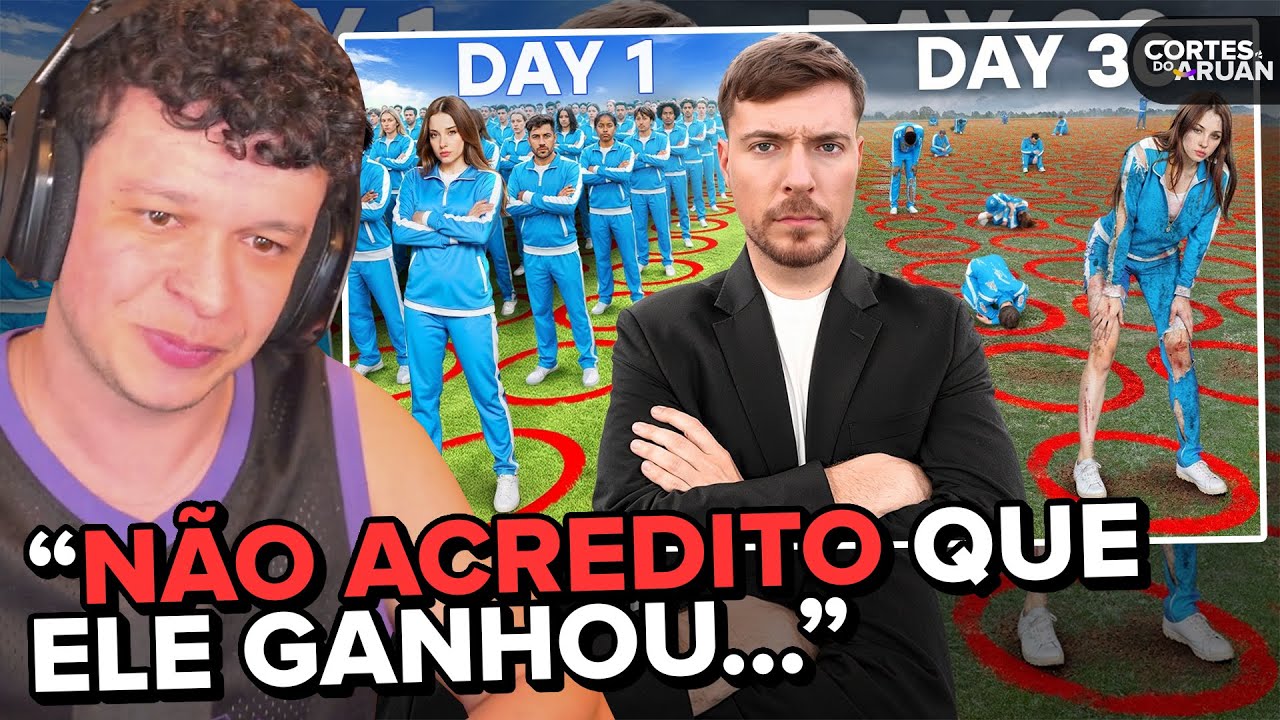 ARUAN REAGE: 100 pessoas, 100 círculos, 1 ganhador de US$ 500 mil  (MRBEAST) - Cortes do Aruan
