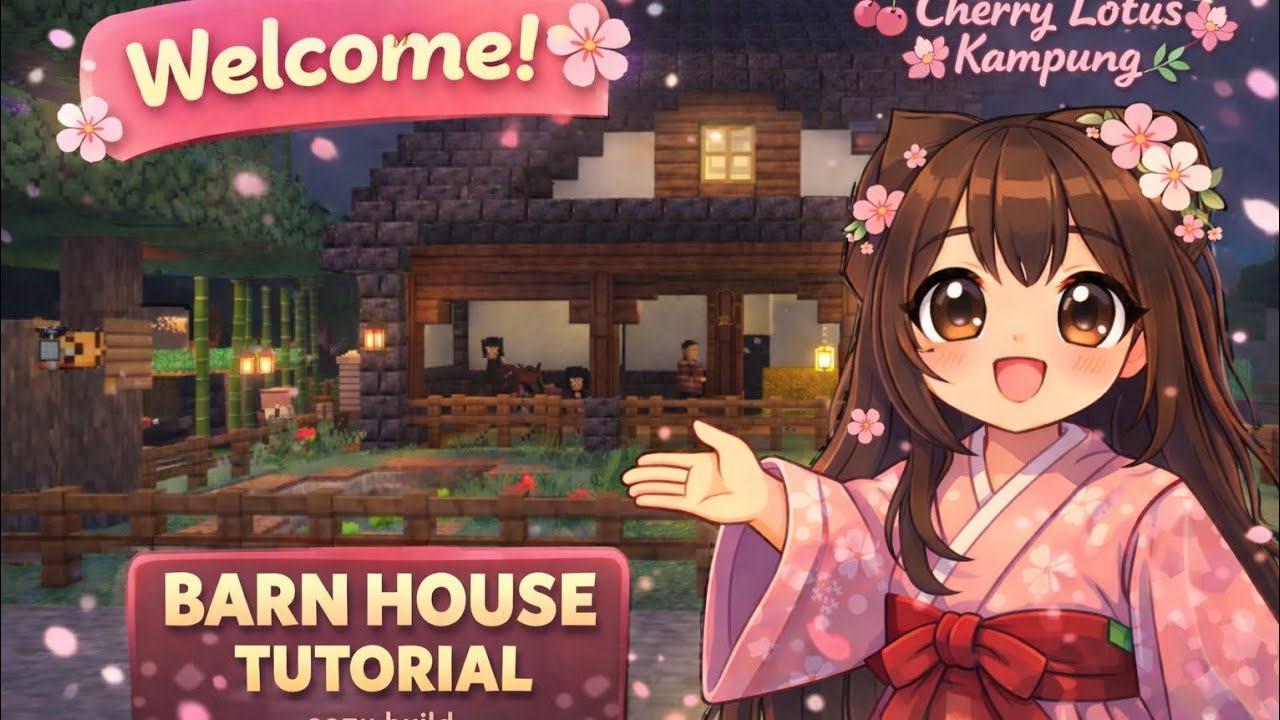Adorable Barn House 🐮🌸 | Easy Minecraft Build