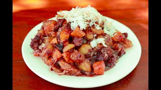 Caramelised sweet Potatoes with Coconut meat - Simple life cooking