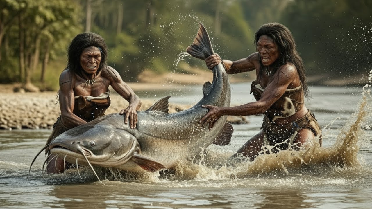 Life 3.7 Million Years Ago: Homo habilis VS Giant Catfish Ancestors – The Deadliest Encounter