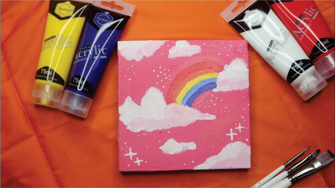 Canvas Painting For Beginners Rainbow painting on Canvas Painting