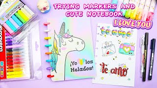 Trying Markers, pencils and Cute Notebook with I love You (Te amo) Valentines Day  aPasos Crafts DIY