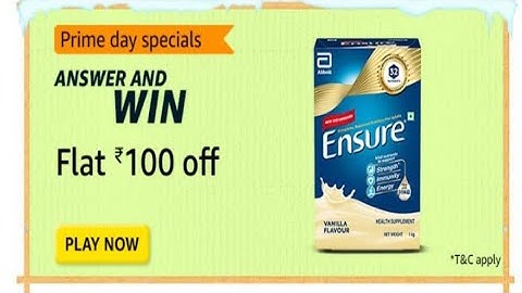 Amazon  Ensure Quiz Answers Today| 10 July 2023 | @dailyquiztime #amazonfunzon