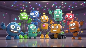 Ten Little Robots Buzzing Around | Fun Nursery Rhyme Song