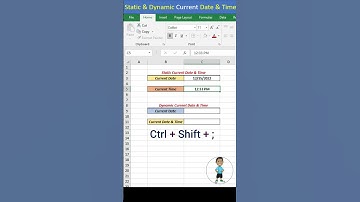 Static and Dynamic Current Date and Time in Excel #excel #exceltips #exceltutorial #msexcel #shorts