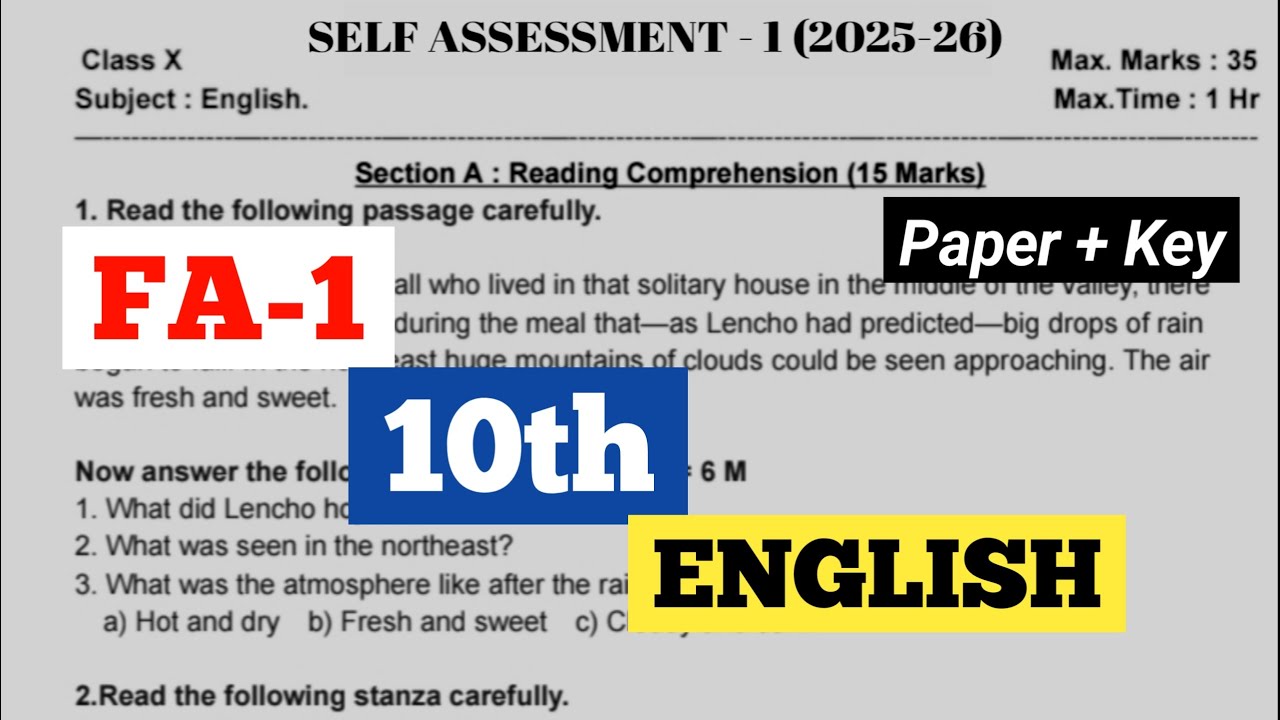 ap 10th class fa1 english model paper 2025 | 10th class fa1 model ...