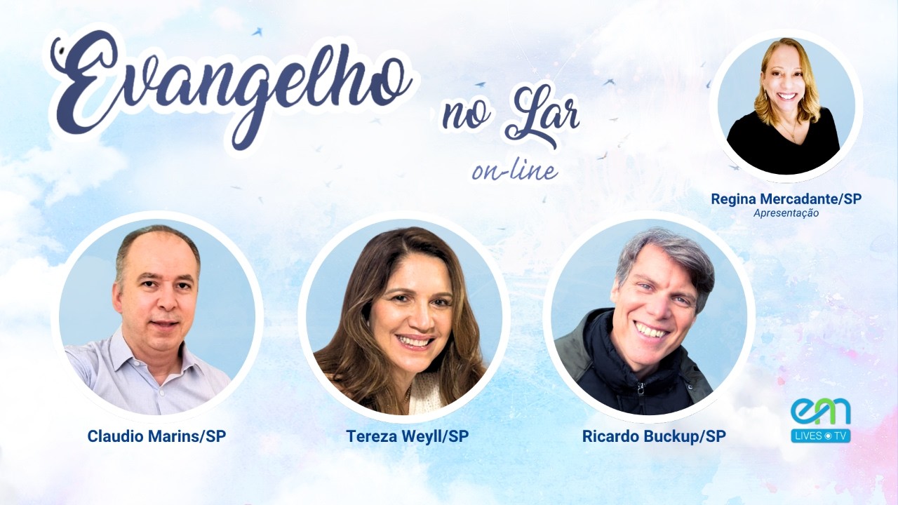 🌟 Produção original EM Lives TV – Espiritismo e Mediunidade

➡️  Série: Evangelho no Lar on-line (3ª temporada): promoção da harmonia no ambiente familiar e fortalecimento dos ensinamentos de Jesus dentro do lar. Livro estudado: O Evangelho segundo o Espiritismo, Allan Kardec.

📖 Livro: O Evangelho segundo o Espiritismo, Allan Kardec — Capítulo II — Meu Reino não é deste mundo — A vida futura.

📅 Quinta-feira — 01/10/2026
🕡 19h30 🇧🇷
🎙️ Expositores: Tereza Weyll (SP) e Claudio Marins (SP)
🌟 Convidado: Ricardo Buckup (SP)
🌟 Apresentação: Regina Mercadante (SP)

🌟 Tereza Weyll é expositora espírita e trabalhadora voluntária do Instituto Espírita de Educação em São Paulo.

🌟 Ricardo Buckup é expositor espírita e trabalhador voluntário do Instituto Espírita de Educação em São Paulo.

🌟 Claudio M. Marins é trabalhador voluntário no Instituto Espírita de Educação — São Paulo/SP. Foi presidente da Abrarte (Associação Brasileira de Artistas Espíritas) durante duas gestões, entre os anos de 2011 e 2015. 

🌟 Regina Mercadante é criadora de conteúdo digital e expositora espírita. É fundadora e diretora da EM Digital – Espiritismo e Mediunidade, onde produz e conduz estudos, preces e reflexões à luz da Doutrina Espírita. Atua como voluntária no Instituto Espírita de Educação (SP).

Sobre:
O Estudo do Evangelho no Lar é uma reunião em família, num determinado dia e horário da semana, para uma leitura e troca de ideias sobre os ensinamentos cristãos, em proveito do nosso próprio esclarecimento e do equilíbrio no lar.

▶️  Acesse a playlist:
https://www.youtube.com/playlist?list=PL6S9KEn3CGmVmRV0CScZhZ2NNHyc9RrWY

▶️ Conheça o nosso canal:
YouTube - https://www.youtube.com/espiritismoemediunidade

🔹 Produção: EM Lives TV – Espiritismo e Mediunidade
🔹 Realização: EM Digital – Espiritismo e Mediunidade

🌐 Acesse as nossas mídias sociais:

🔹 Site – https://emlives.tv
🔹 YouTube – https://www.youtube.com/espiritismoemediunidade
🔹 Facebook – https://www.facebook.com/espiritismoemediunidade
🔹 Instagram – https://www.instagram.com/espiritismo.mediunidade
🔹 TikTok – https://www.tiktok.com/@espiritismoemediunidade
🔹 Kwai – https://kwai.com/@Emlivestv
🔹 X – https://x.com/EMediunidade

#emlivestv #espiritismoemediunidade #evangelhonolar #emdigital #jesus #evangelho #espiritismo #allankardec #doutrinaespirita #familia  #espirita #terezaweyll  #claudiomarins #reginamercadante #ricardobuckup #ocristo #meureinonaoedestemundo #avidafutura