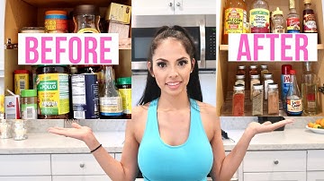 HOW TO ORGANIZE KITCHEN  SPICE CABINETS l CLEAN AND LABEL WITH ME l ABBY