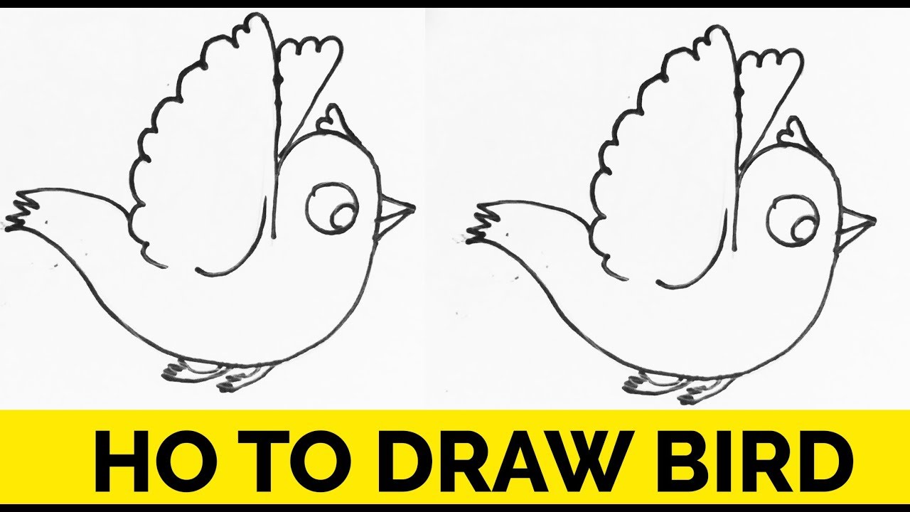 How to draw cartoon bird step by step / kids drawing tutorials - YouTube