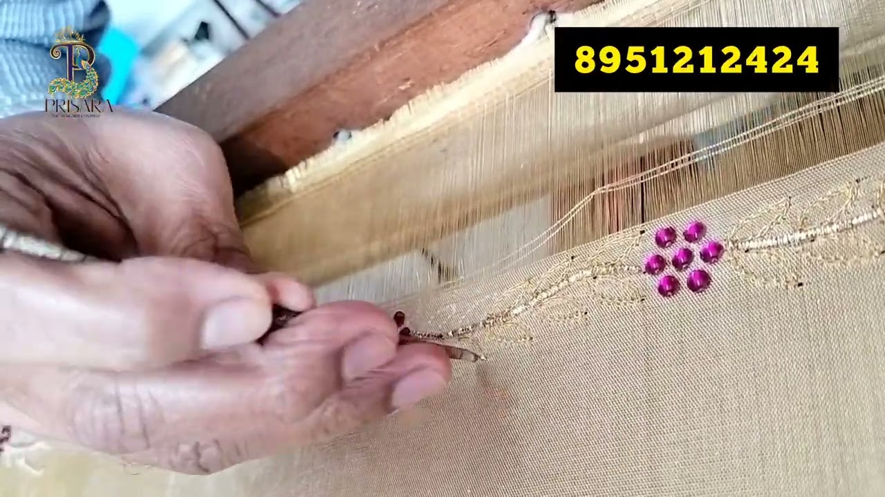 Simple Kodi Design with Zardosi & Cutdana Beads | Elegant Border Work Tutorial