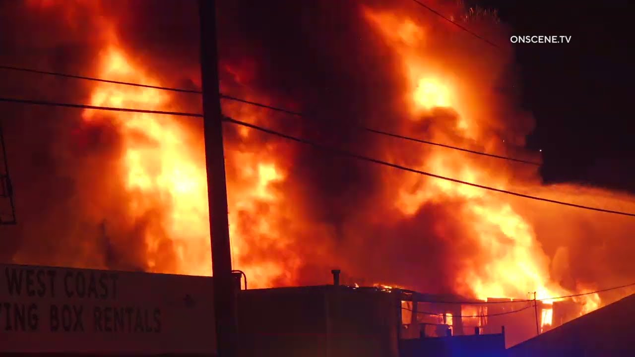 Fire Rips through Commercial Warehouse | Commerce