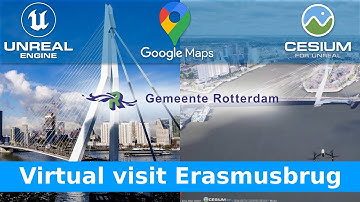 Tourist hotspot Erasmusbrug Rotterdam - Unreal Engine Google Maps Cesium
