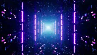 Flickering Neon Light Beam in the Cyber Tunnel