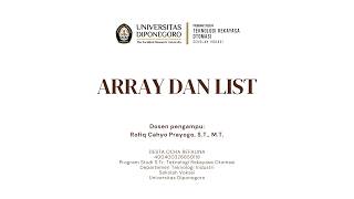 ARRAY DAN LIST | PRAKTIKUM ALGORITMA DAN PEMROGRAMAN
