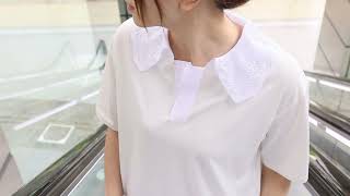 boussole×HEELANDTOE「刺繍レース襟の綺麗なポロシャツ」
