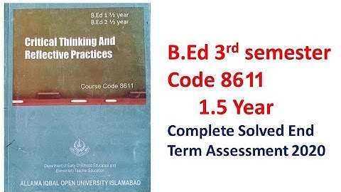AIOU 8611(B.ed) Solved End Term Assessment | AIOU End Term Assessment 2020 aiou studio 9