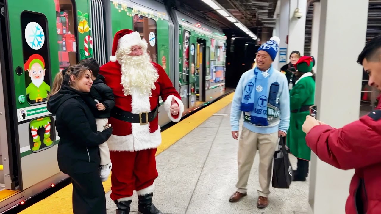 GM Eng Hops on Green Line Holiday Train with Santa