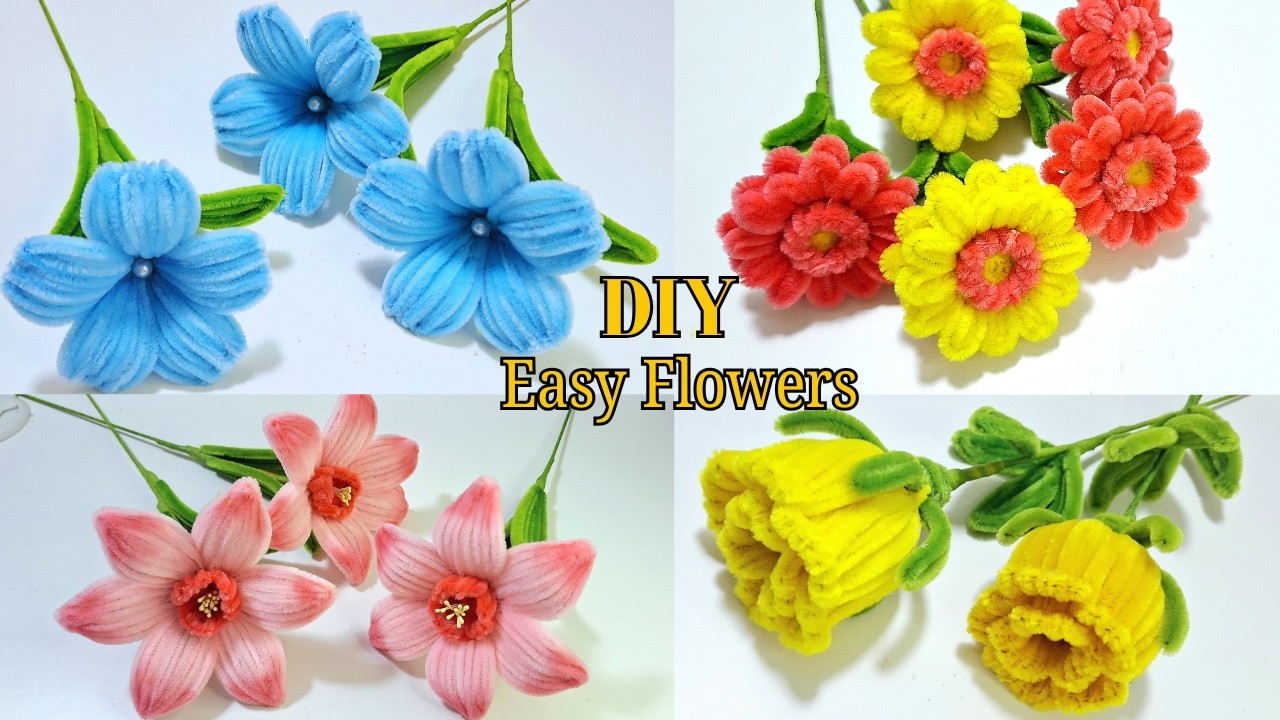 4 Idea Flowers: How to Make Flowers with Pipe Cleaners