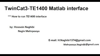 BECKHOFFTwinCat3-TE1400-Matlab Interface