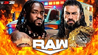 Oba Femi vs Roman Reigns Wwe Raw 23 April 2026 Ambulance | WWE 2K26 Gameplay
