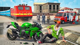 Franklin Purchased Ninja H2R Bike And Train Accident  In Indian Theft Auto Simulator Game  screenshot 4