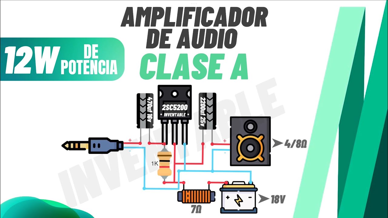 Amplificador de audio con un transistor, transformador y capacitor en