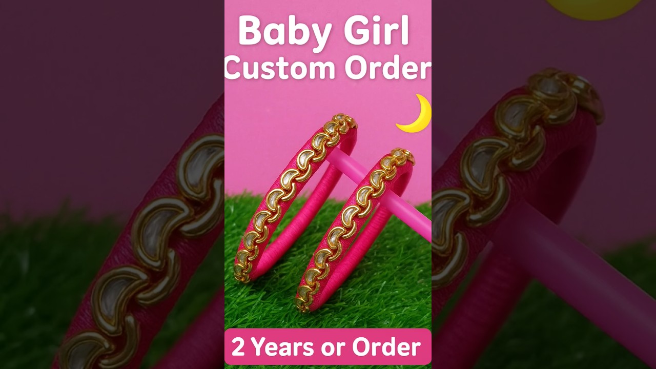 Tiny Princess Bangles 👶💗 Pink + Moon Kundan Custom Design