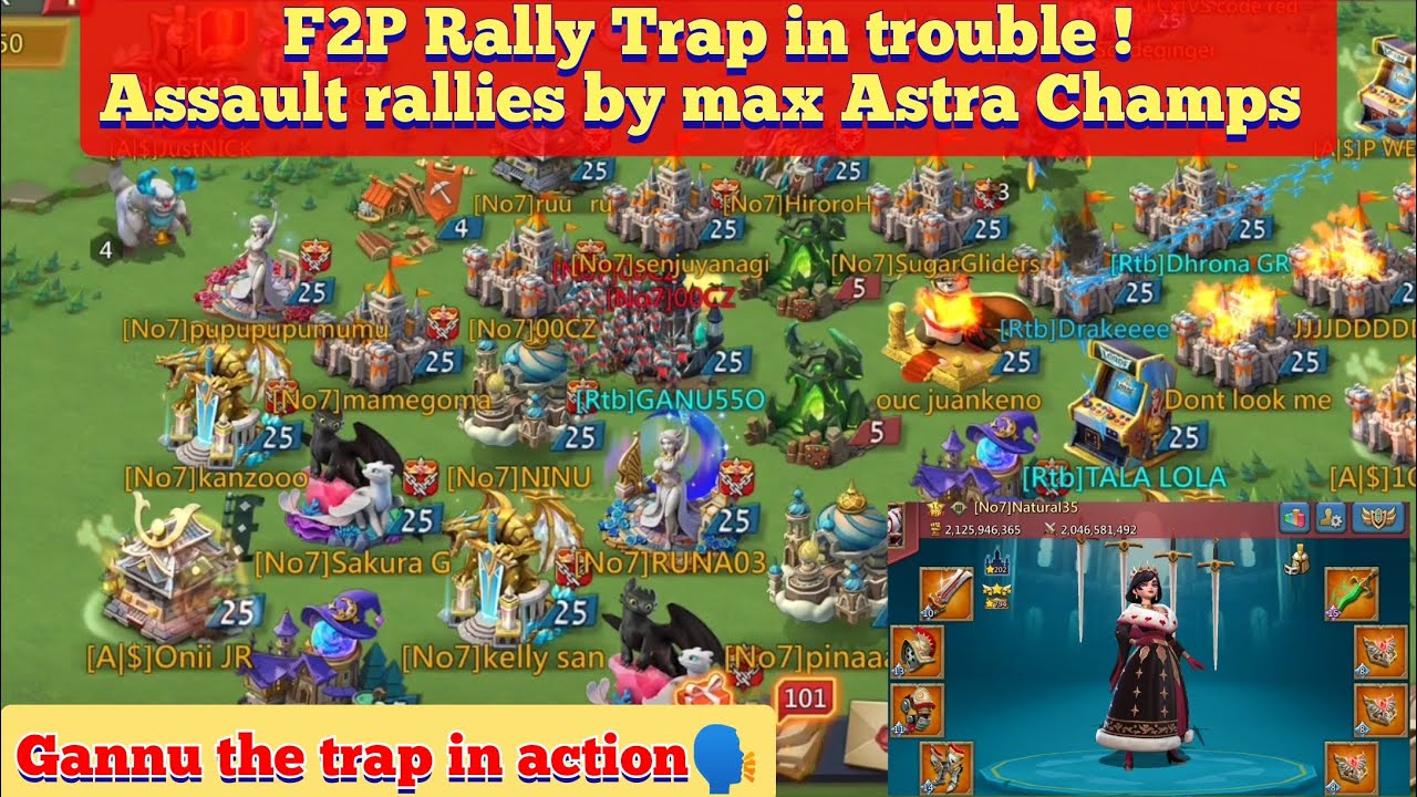 F2P rally trap offline trouble vs Astra mythic leads LORDS MOBILE - YouTube