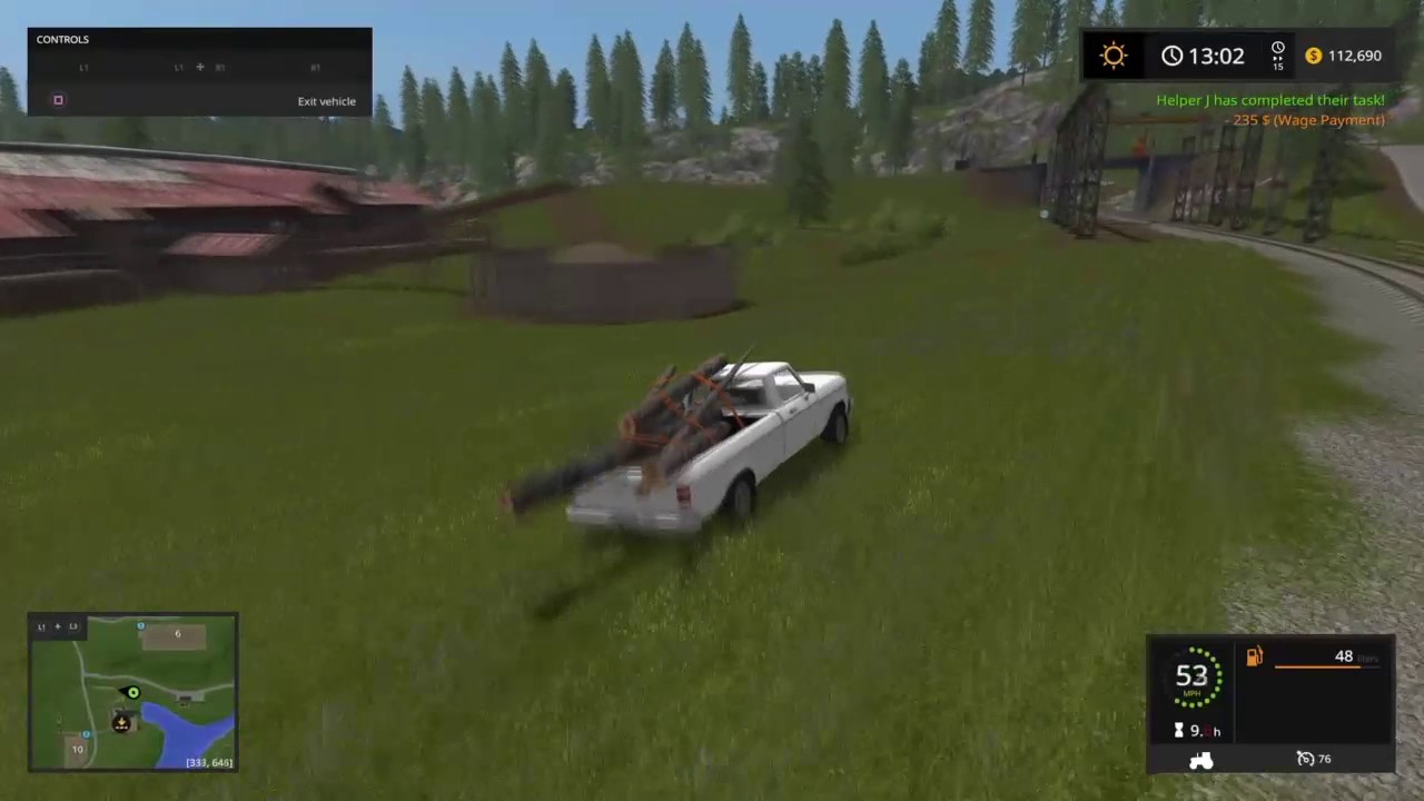 How to log with pickup truck Farming Simulator 17