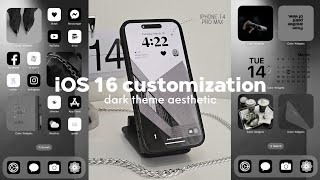 iOS16 Aesthetic Customization! Dark Theme ✨| widgets, change icons tutorial