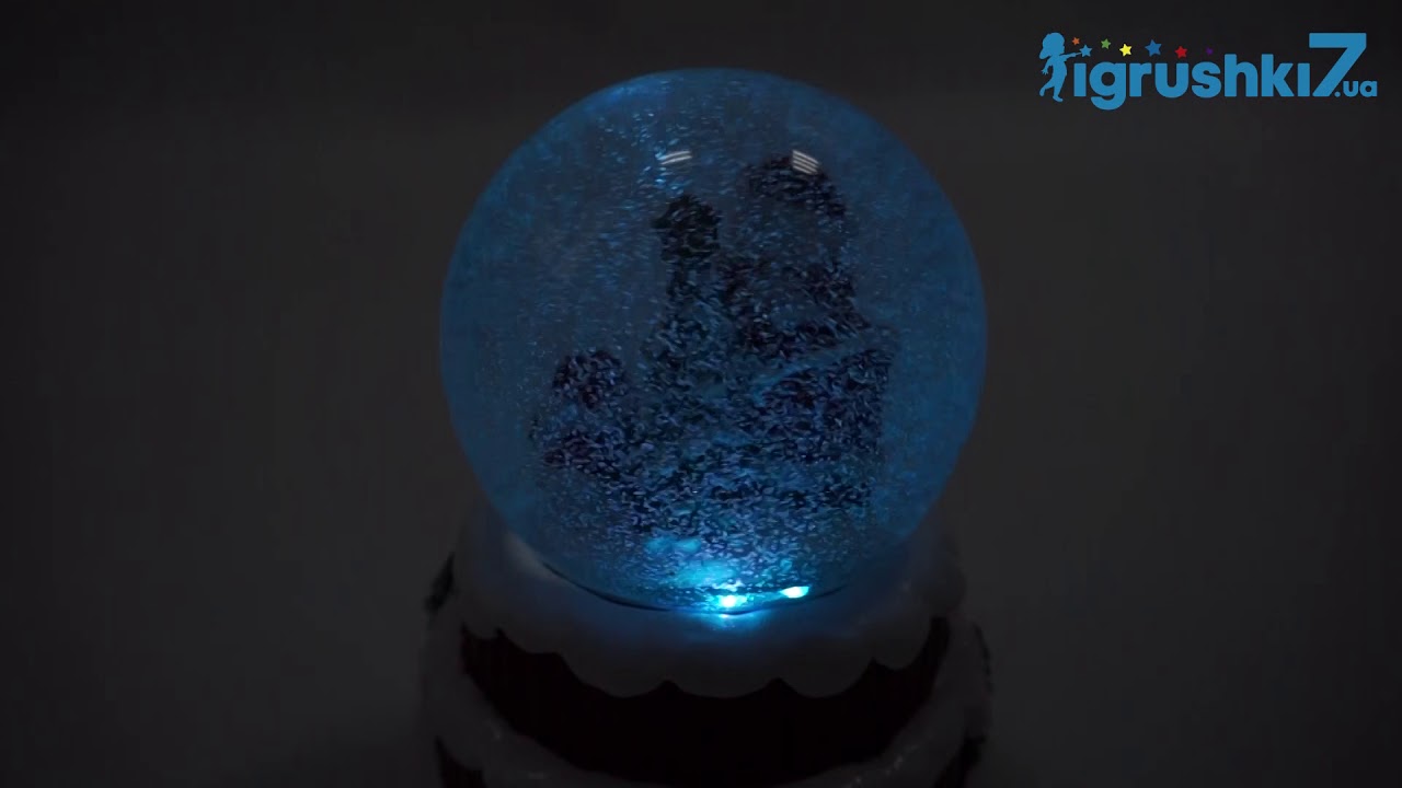 Сувенир С 30165 Новогодний шар со снегом, музыкальный, с подсветкой, на батарейках, в коробке.