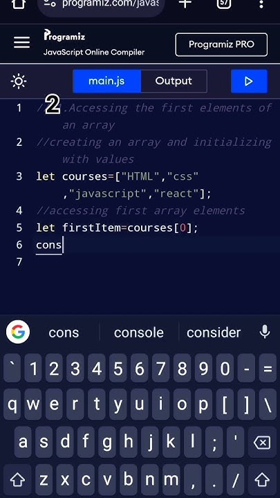 Accessing the first element of an array#javascript array tutorials for ...