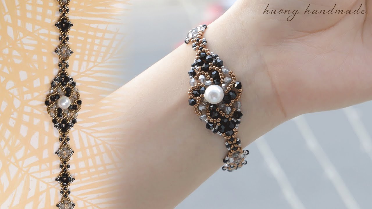 How to make beautiful beaded bracelets with seed beads and bicones. Beading tutorial