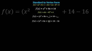 Quadratic Function: Standard Form to Vertex Form (a=1)