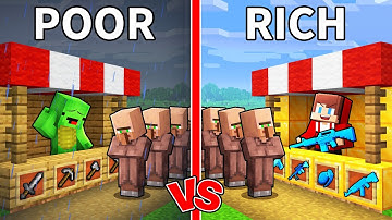 Mikey POOR vs JJ RICH Weapon Shop Battle in Minecraft (Maizen)