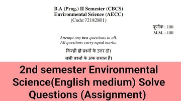 sol du B.A programme Environmental Science question paper 2nd semester solved (Assignment) 2021